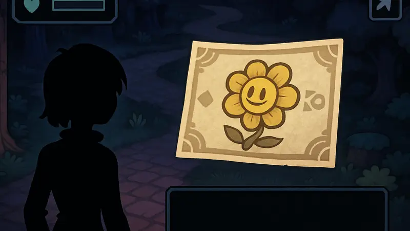 Изображение Flowery Dollars из Deltarune Chapter 5 с элементами интерфейса игры.
