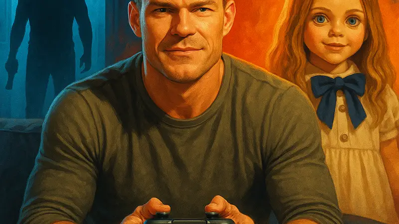 Алан Ритчсон в кадре из фильма "Playdate", символизирующий его популярность у зрителей.