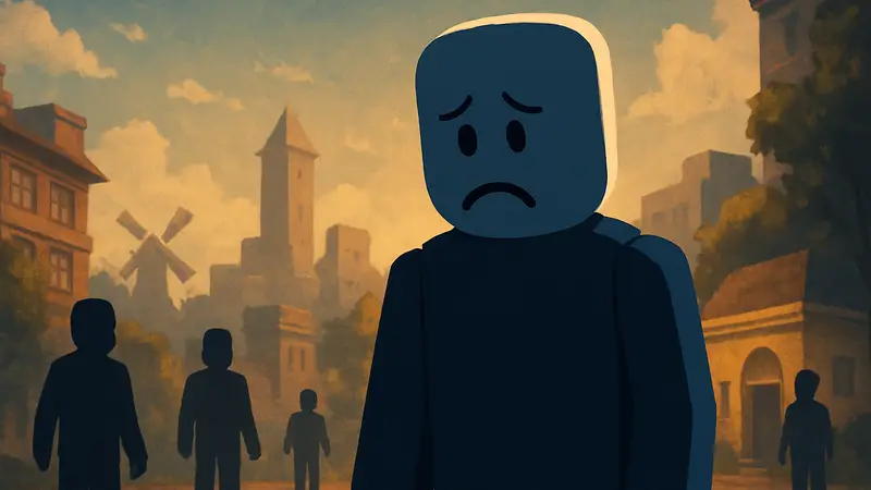 Аватар Roblox с классическим лицом, выражающий грусть по уходящей эпохе.