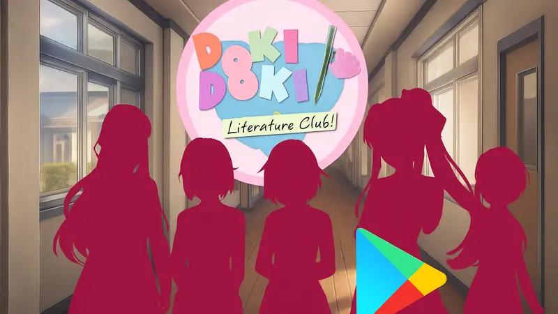 Обложка игры Doki Doki Literature Club с логотипом Google Play