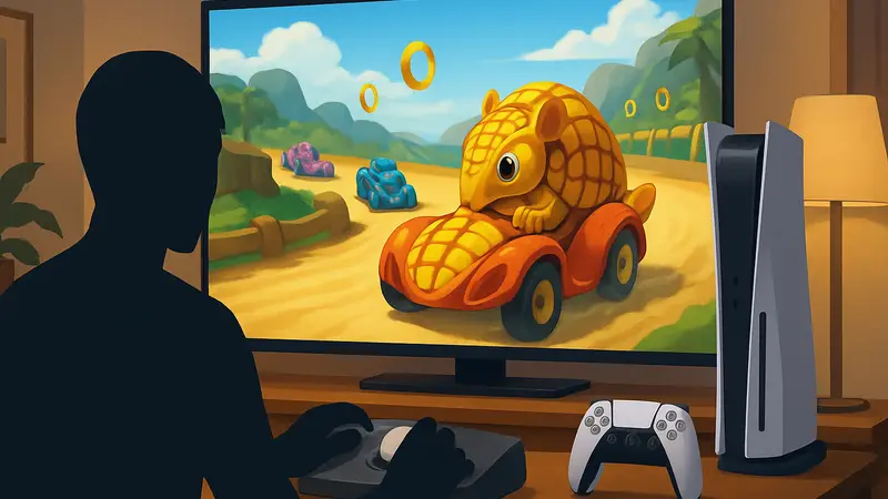 Игровой процесс Armadillo Racing с поддержкой трекбола на PlayStation 5.