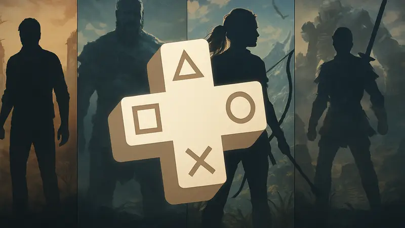 Логотип PlayStation Plus на фоне игр, покидающих подписку.