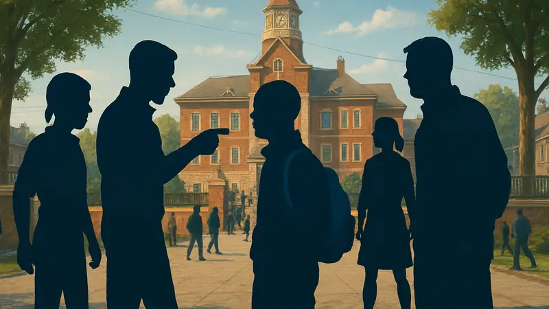 Персонажи из школьного симулятора в Steam, напоминающие Bully, школьный двор