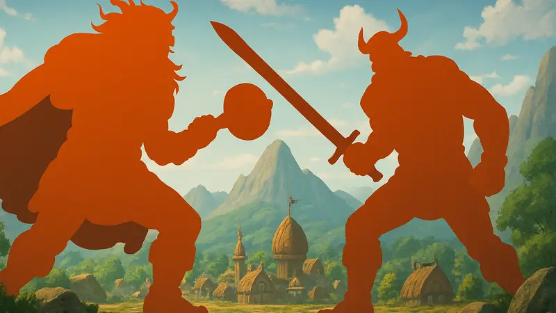Изображение сильнейшего дуэта из One Piece, сражающегося на острове Эльбаф, арт.