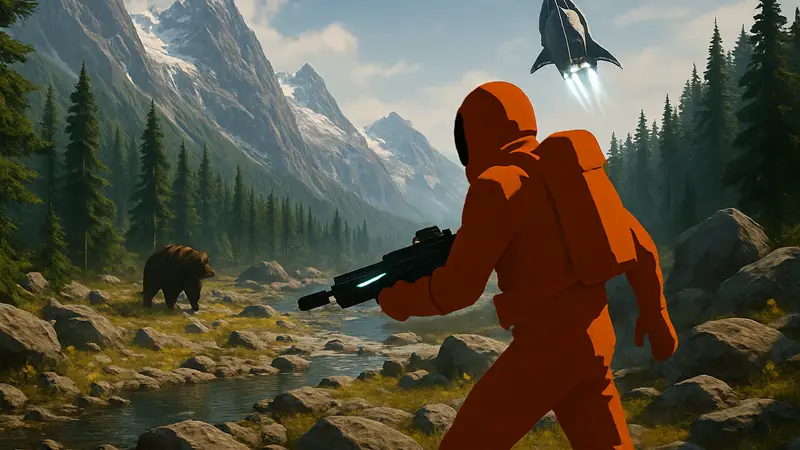 Игрок выживает на опасной планете в ICARUS, демонстрируя элементы геймплея и графики.