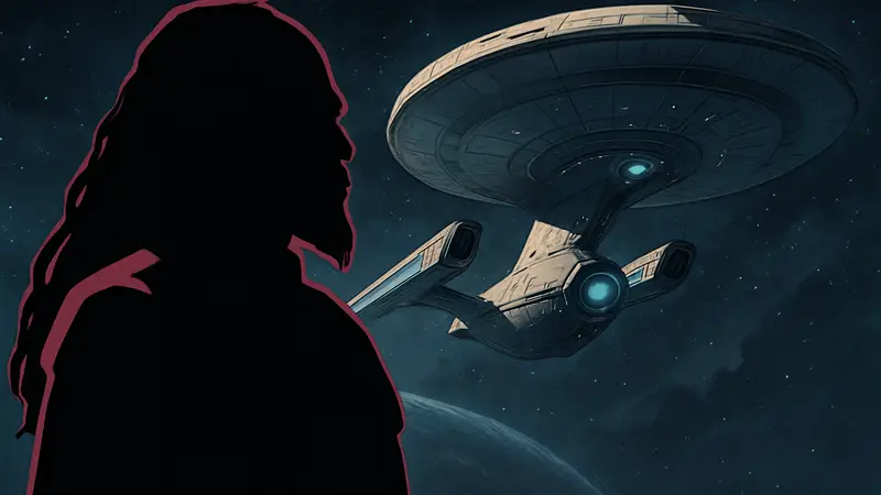 Клингонский персонаж из Starfleet Academy на фоне космического корабля, представляющий новое переосмысление расы. Звездный путь.
