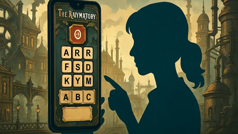 Скриншот The Rhymatory, словесной головоломки в стимпанк-стиле на мобильных устройствах.