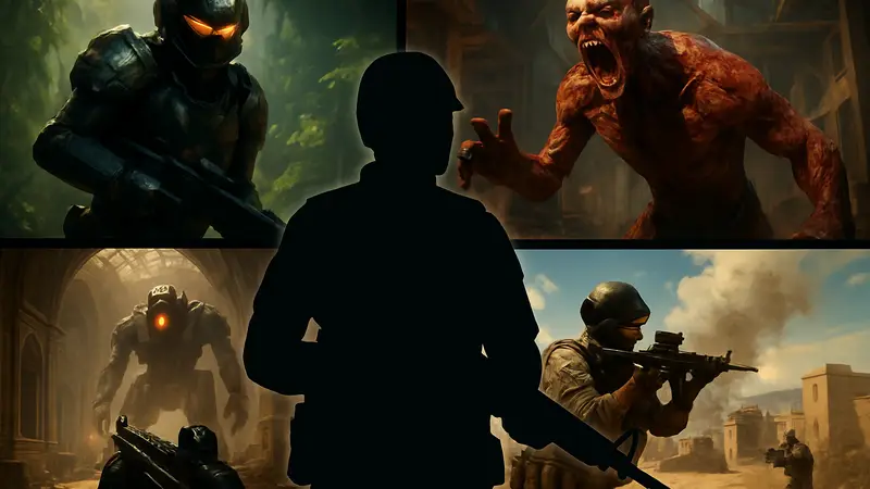 Коллаж из скриншотов или обложек недооценённых FPS-игр в Steam, заслуживающих большего внимания.