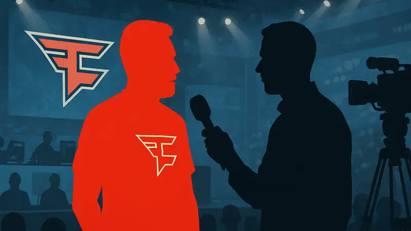 Киберспортсмен NiKo из команды FaZe Clan даёт интервью после матча