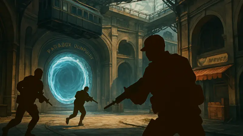 Игровой скриншот с новой картой Paradox Junction из Black Ops 7 Season 2 Reloaded.
