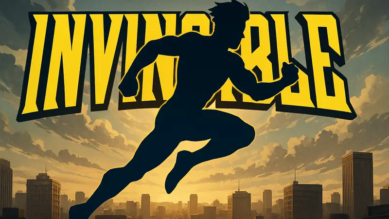 Игровой персонаж из Invincible VS в динамичной позе на фоне логотипа.