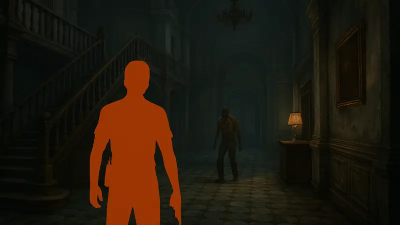 Кадр из Resident Evil Veronica, демонстрирующий вид от третьего лица.