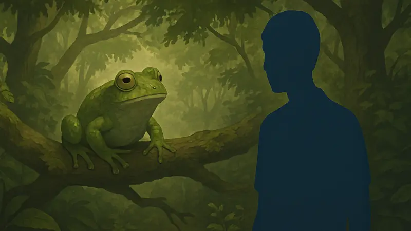 Изображение с лягушкой и  надписью Find My Frogs: Branches, демоверсия игры для ПК.