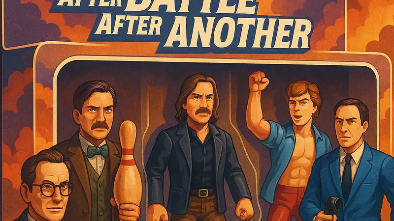 Экшен-фигурки "One Battle After Another" из скетча Saturday Night Live, пародирующие стиль Пола Томаса Андерсона.
