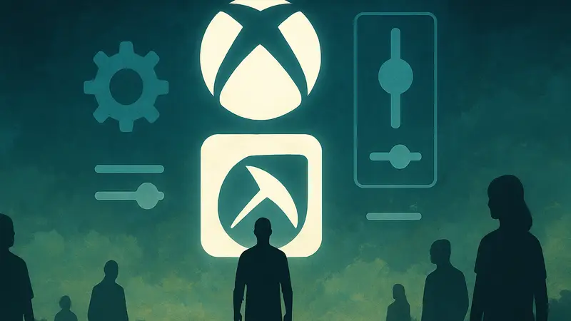 Логотип Xbox Game Pass с элементами настройки или выбора, символизирующими гибкие планы подписки.