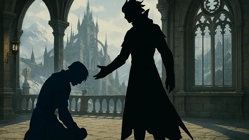 Кадр из Final Fantasy XIV: Heavensward со сценой, где произносится культовая цитата.