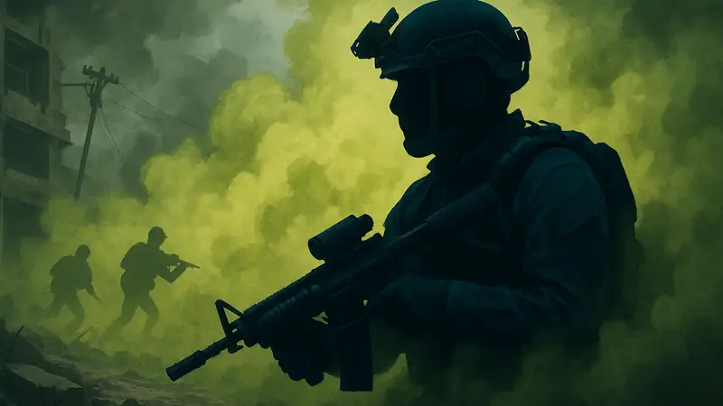 Солдат в Battlefield 6, окруженный галлюциногенным газом VL-7, атмосфера боя