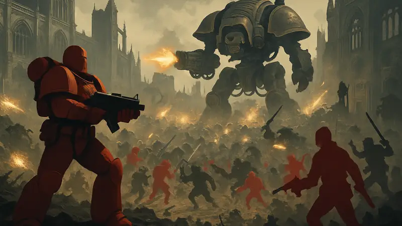 Скриншот из игры Warhammer 40,000: Dawn of War IV с масштабным сражением