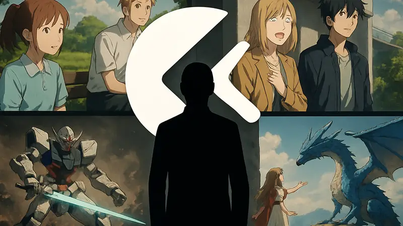 Логотип аниме-студии Studio Kai на фоне изображений из их работ