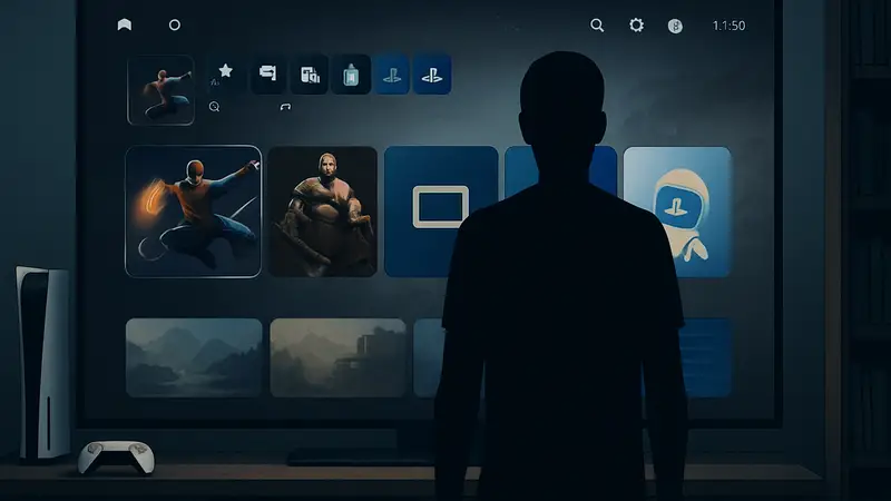 Обновленный домашний экран консоли PlayStation 5 с изменениями в интерфейсе.