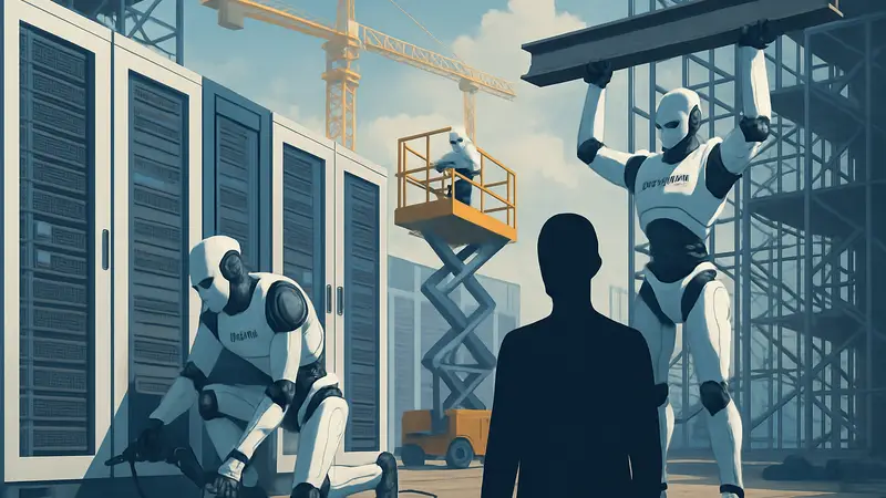 Роботы SoftBank строят дата-центр, инновации в инфраструктуре ИИ.