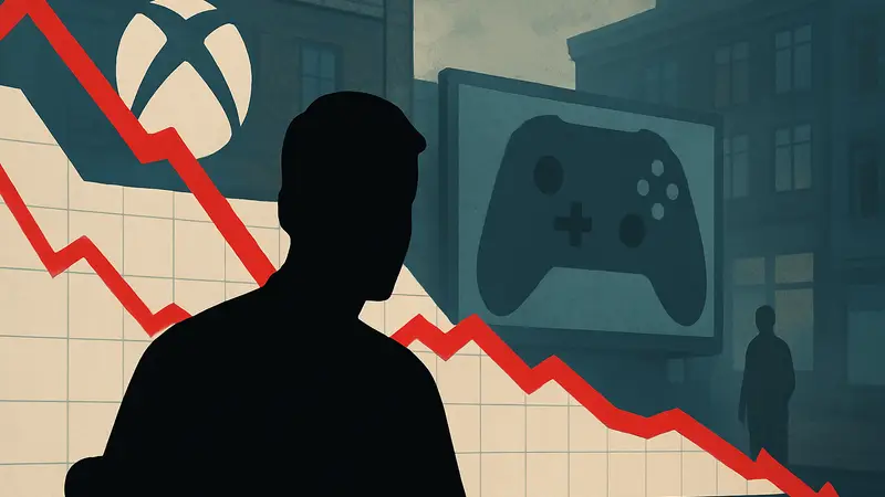 График падения онлайна мультиплеерной игры Xbox в Steam, символизирующий низкую популярность.