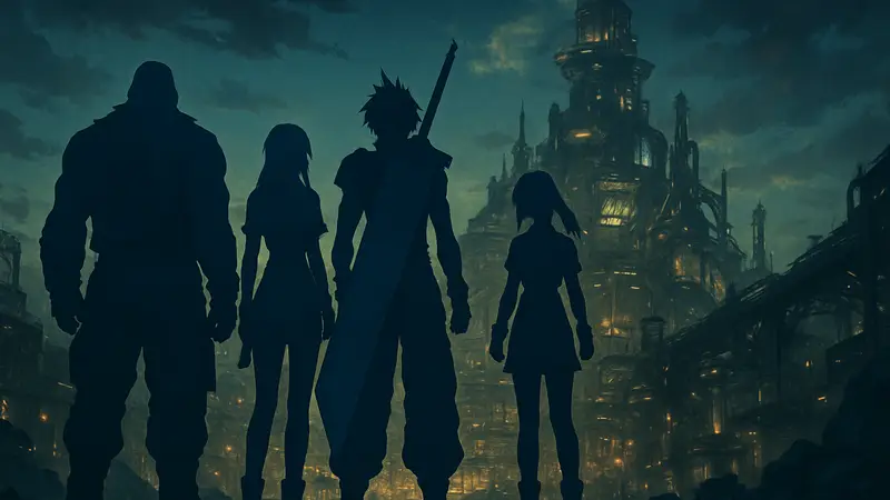 Логотип Final Fantasy VII Ever Crisis с персонажами, готовящимися к выходу 10-й главы