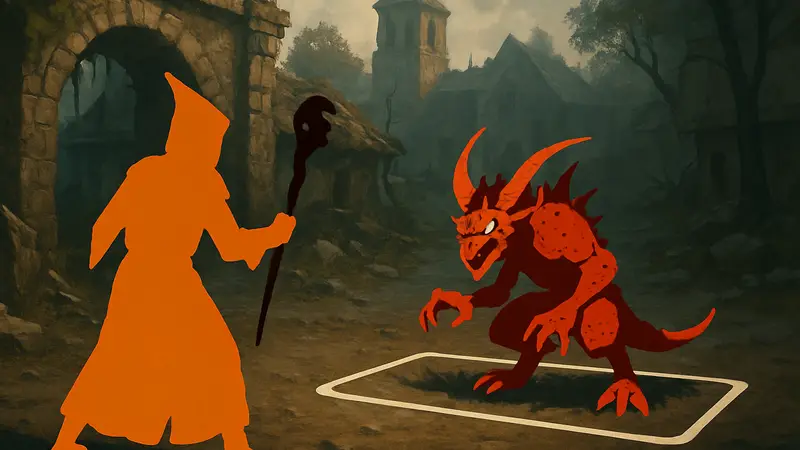 Колдун из Diablo 2: Resurrected с прирученным демоном, стилизованным под Pokemon-битву.