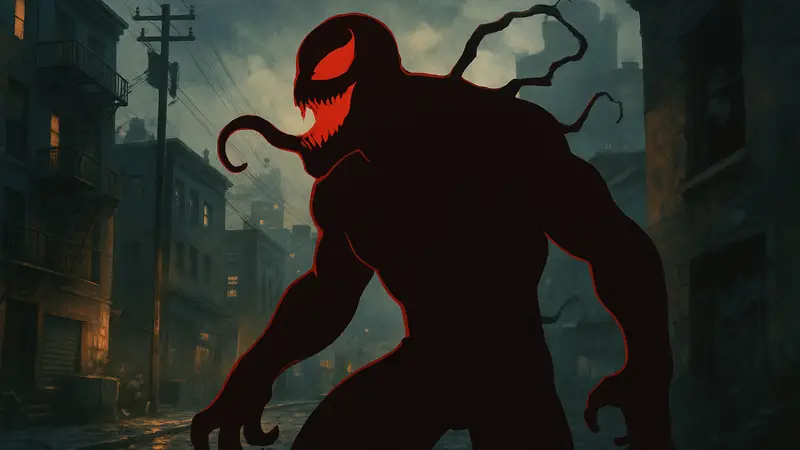 Веном из вселенной Marvel, концепт-арт или игровой скриншот Insomniac