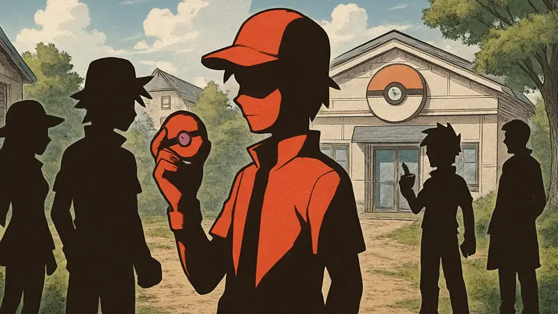 Изображение нескольких тренеров Pokémon, некоторые из которых могут выглядеть менее сильными, в стиле манги