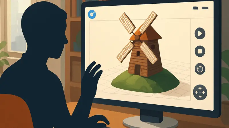 Интерфейс Google Gemini, показывающий интерактивную 3D-модель, сгенерированную ИИ, и элементы управления