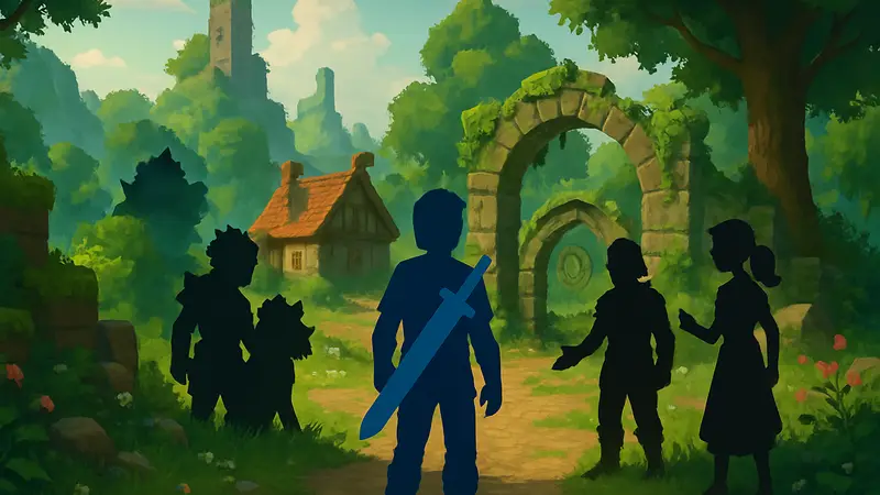 Игрок в Hytale исследует фэнтезийный мир, встречая персонажей и делая выбор.