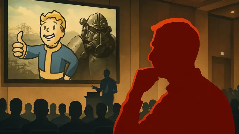 Тим Кейн, соавтор серии Fallout, на конференции разработчиков игр, обдумывающий создание своей последней RPG.