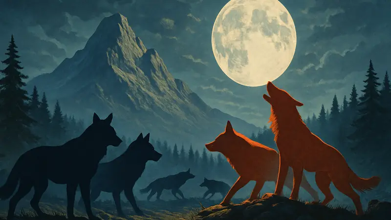 Обложка настольной игры Moonlight The Land of the Wolves с изображением волков