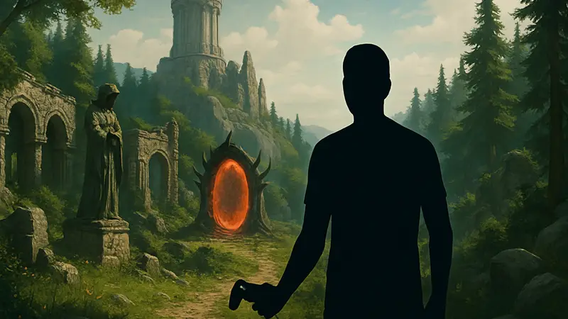 Игрок исследует мир Oblivion Remaster.