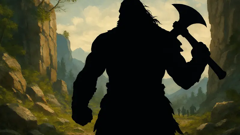 Мужественный варвар с топором, иллюстрация из Dungeons & Dragons, класс Варвар