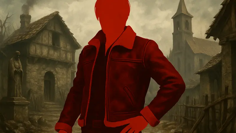 Леон Кеннеди в своей культовой кожаной куртке из Resident Evil, демонстрирующий свой стиль.