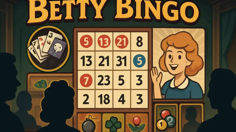 Скриншот или обложка игры Betty Bingo, демонстрирующая элементы бинго и карточного геймплея.