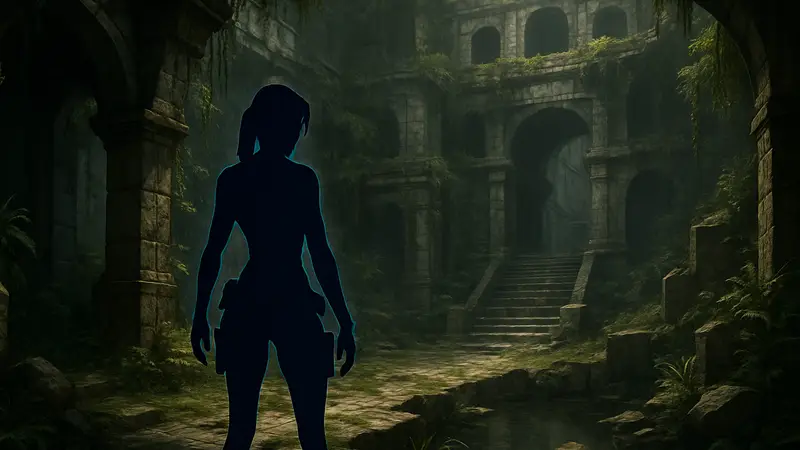 Скриншот из ранней версии Tomb Raider: Legend, демонстрирующий неизданные локации