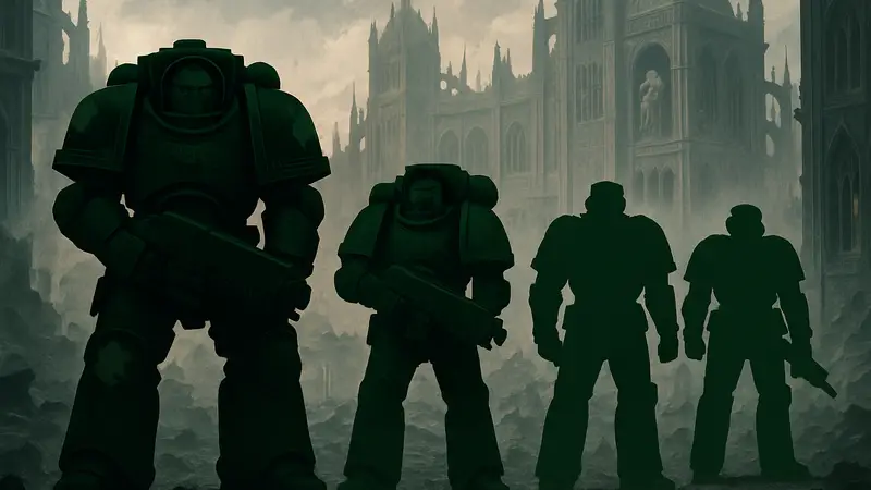 Фигурки терминаторов и тактических легионеров «Саламандр» от JoyToy из Warhammer: The Horus Heresy.