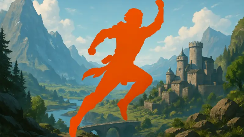 Персонаж из Crimson Desert в динамичной позе на фоне фэнтезийного пейзажа, символизирующий успех продаж.