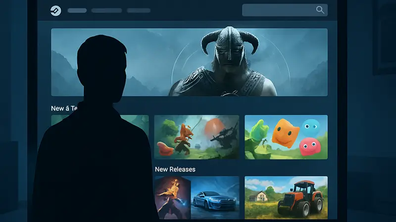 Скриншот новой главной страницы Steam с улучшенным интерфейсом для поиска игр.