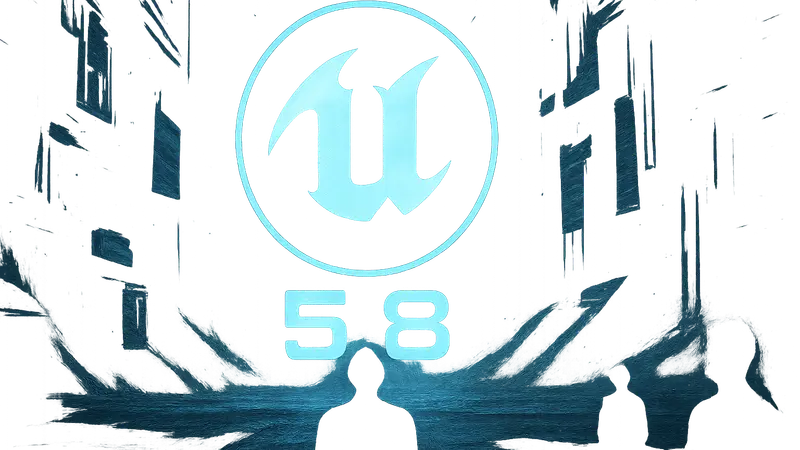Логотип Unreal Engine 5.8 от Epic Games, символизирующий производительность и оптимизацию для игр.