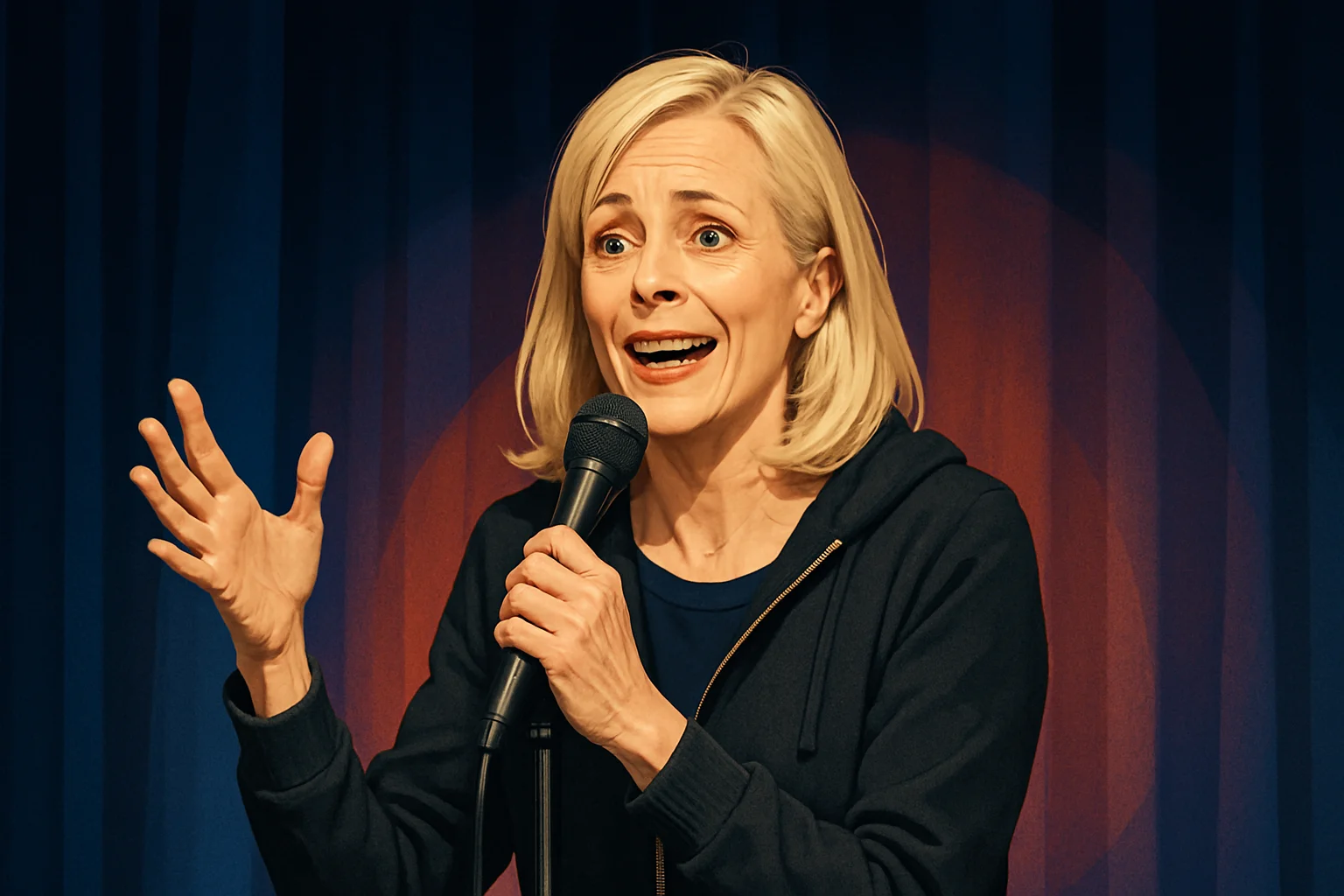 Кадр из фильма "Paralyzed By Hope: The Maria Bamford Story", Мария Бэмфорд на сцене.