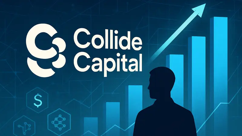 Изображение логотипа Collide Capital на фоне графиков роста инвестиций или абстракции, связанной с финтехом и стартапами.