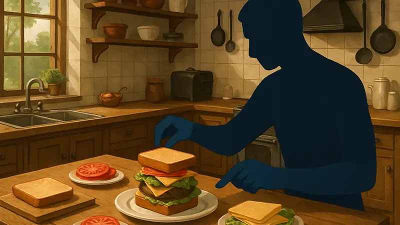 Изображение из игры Masters of Albion, показывающее элементы симулятора по приготовлению бутербродов.