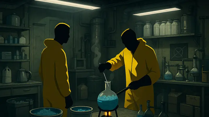 Скриншот из игры Baking Bad, отсылки к Breaking Bad, варка, лаборатория