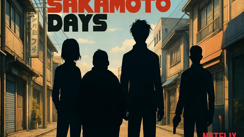 Тизер-постер второго сезона аниме Sakamoto Days с новыми персонажами и датой выхода на Netflix.