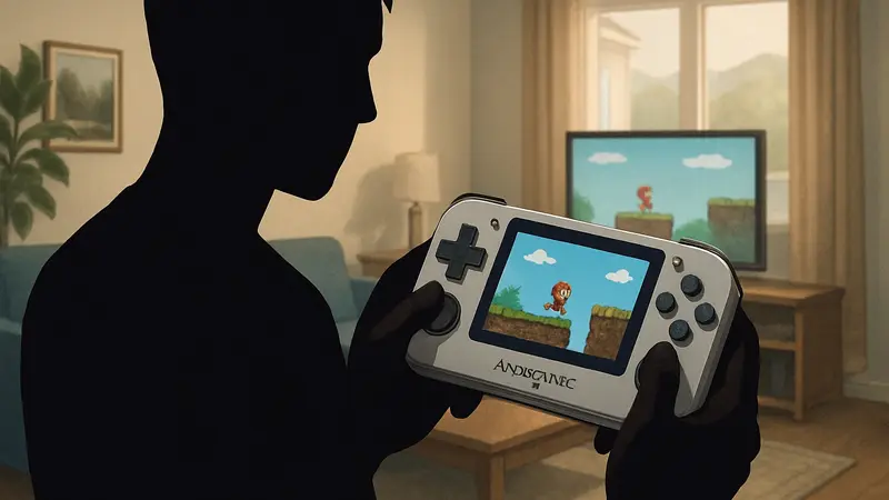 Портативная игровая ретро-консоль Anbernic в руках игрока