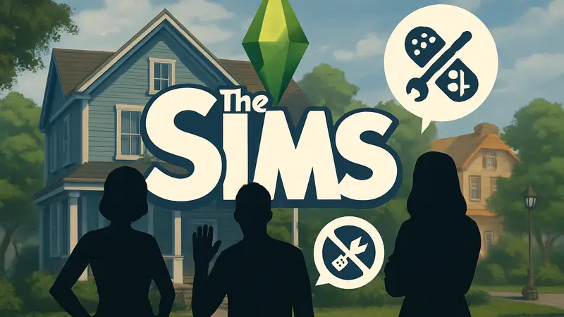 Логотип The Sims и иконки сообщества, указывающие на необходимость патчей для игры.